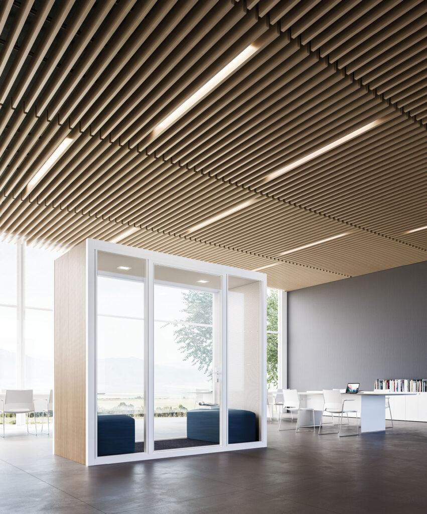 Acoustic System Office Design Fantoni My Flag Vertical Ceiling Blinds a