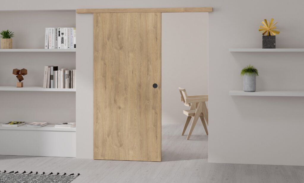 Door Design Interior Westag Portalit Ei 767 in Oak Adria Sliding door in front of the wall