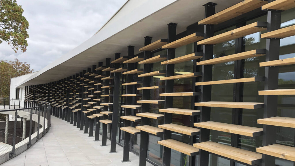 Exterior Education Facade Battens Lunawood Thermowood Wall Cladding Egole Bagneux France c