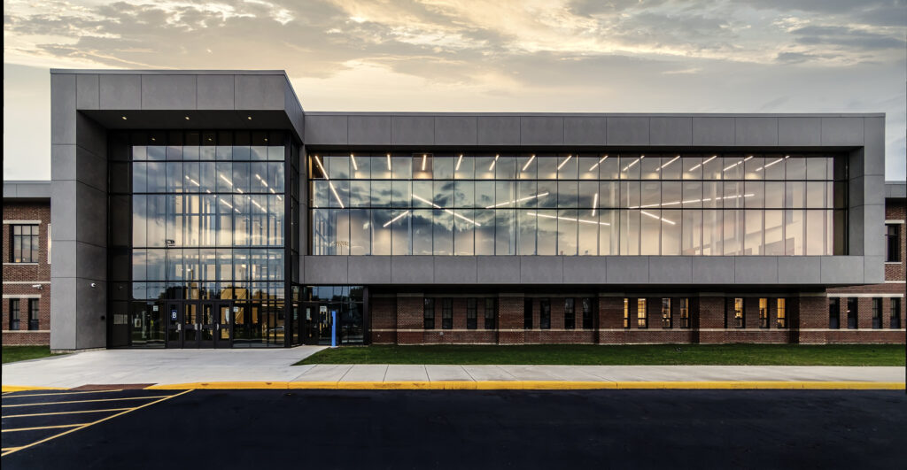 Exterior Education Sector Facade Trespa Meteon Compact West Chicago High School d