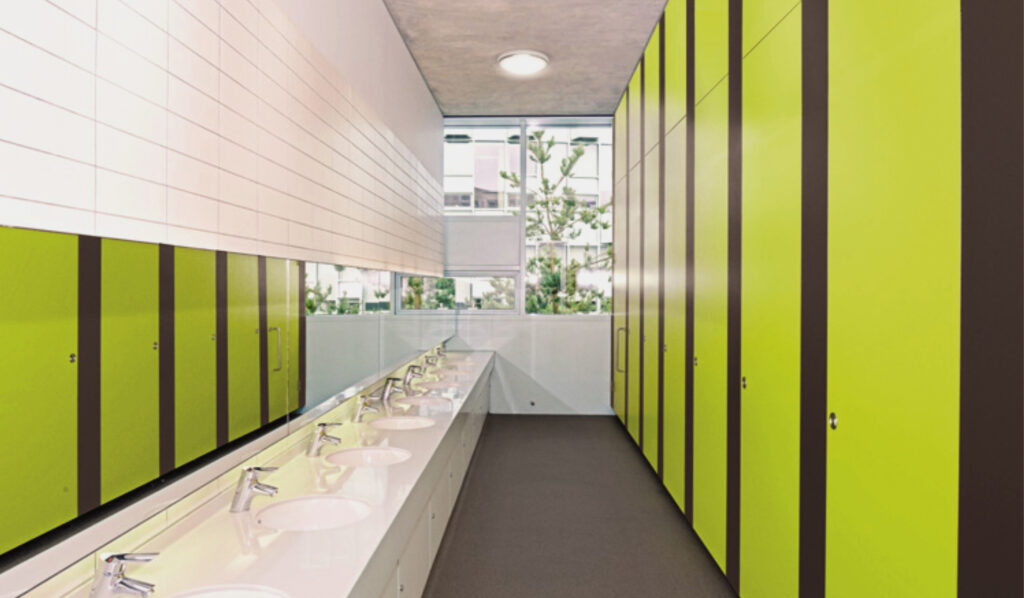 Wet Areas Education SectorWashroom Locker Benches System Formica Compact H.P.L. m