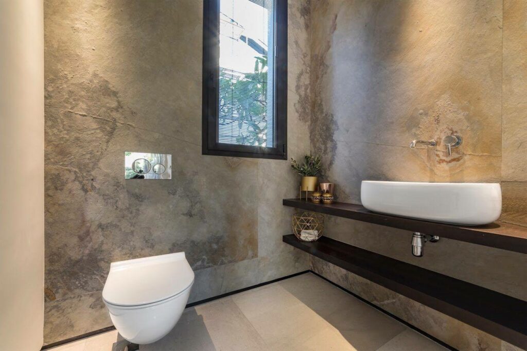 Wet Areas Hospitality Design ELBATH Wall Panelling slate Lite Thin Stone Veneer Blanco 665