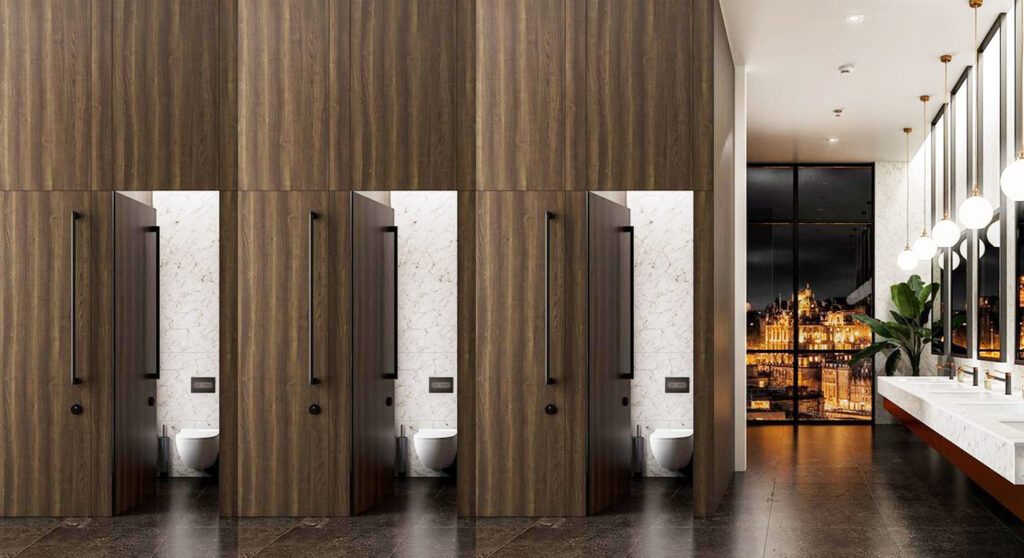 Wet Areas Hospitality SectorWashroom Locker Benches System Formica Compact H.P.L. full height