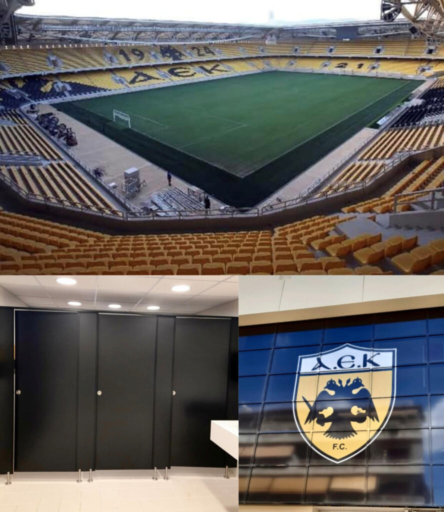 Wet Areas Sport Facilities Washroom Cubicles Opap Arena AEK Agia Sophia Greece a